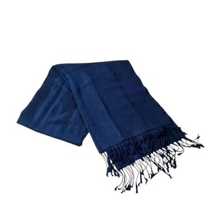 Blavk Textured Fringe Scarf Wrap Shimmering